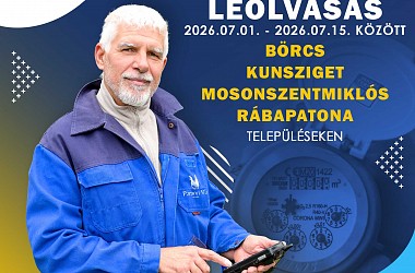 Vízmérő leolvasás: Börcs, Kunsziget, Mosonszentmiklós és Rábapatona területén